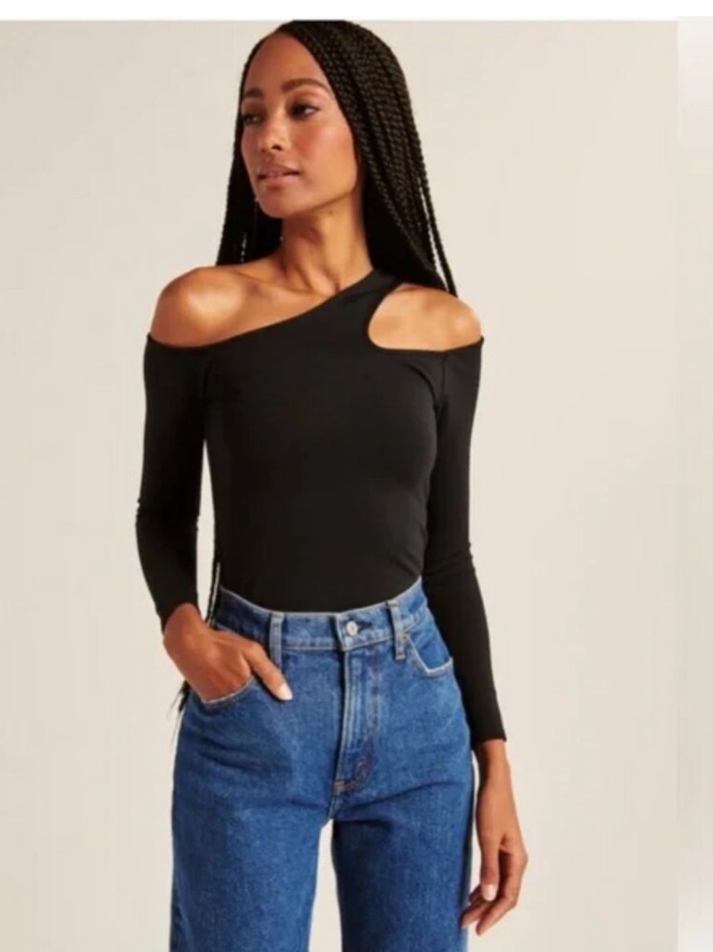 Abercrombie and Fitch Long-sleeve Knit Cut Out Off-the-shoulder Top Shirt